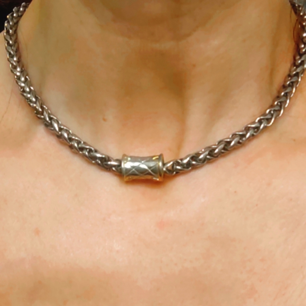 Vintage Y2K Gold and Silver Thick Wheaton Chain Necklace